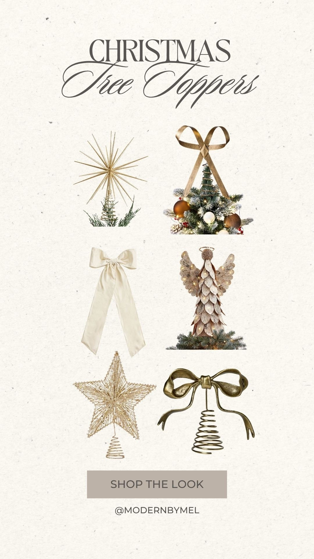 Looking for the perfect tree topper? Here are 6 beautiful options to complete your Christmas tree! 🎄✨

#treedecorating #treetopper #christmasbow #christmasstar #christmasangel #modernchristmasdecor #organicmodern #christmastree #christmastreedecor #christmastreetopper

#LTKFindsUnder100 #LTKHoliday #LTKHome