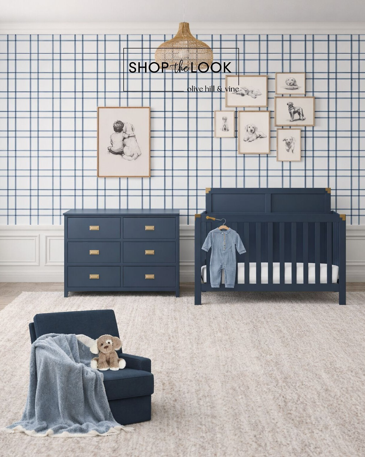 Starting with a classic blue mood board, we brought this nursery to life by layering rich navy furniture with warm neutrals and timeless plaid. Thoughtful details—like puppy artwork and soft textures—tie it all together, turning the original vision into a cozy, lived-in space. 

 

#LTKHome #LTKBaby #LTKBump