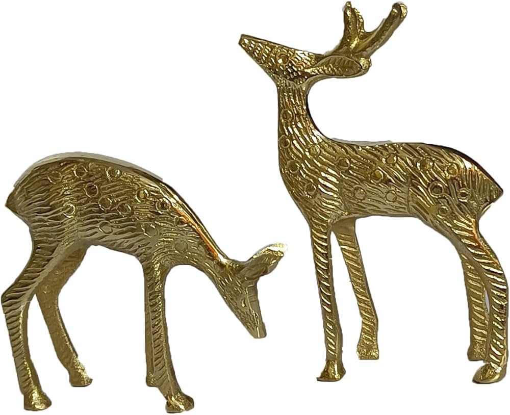 PARIJAT HANDICRAFT Brass Pair of Wildlife Animal Deer Statue Collectible Wild Sculpture Rustic Lo... | Amazon (CA)