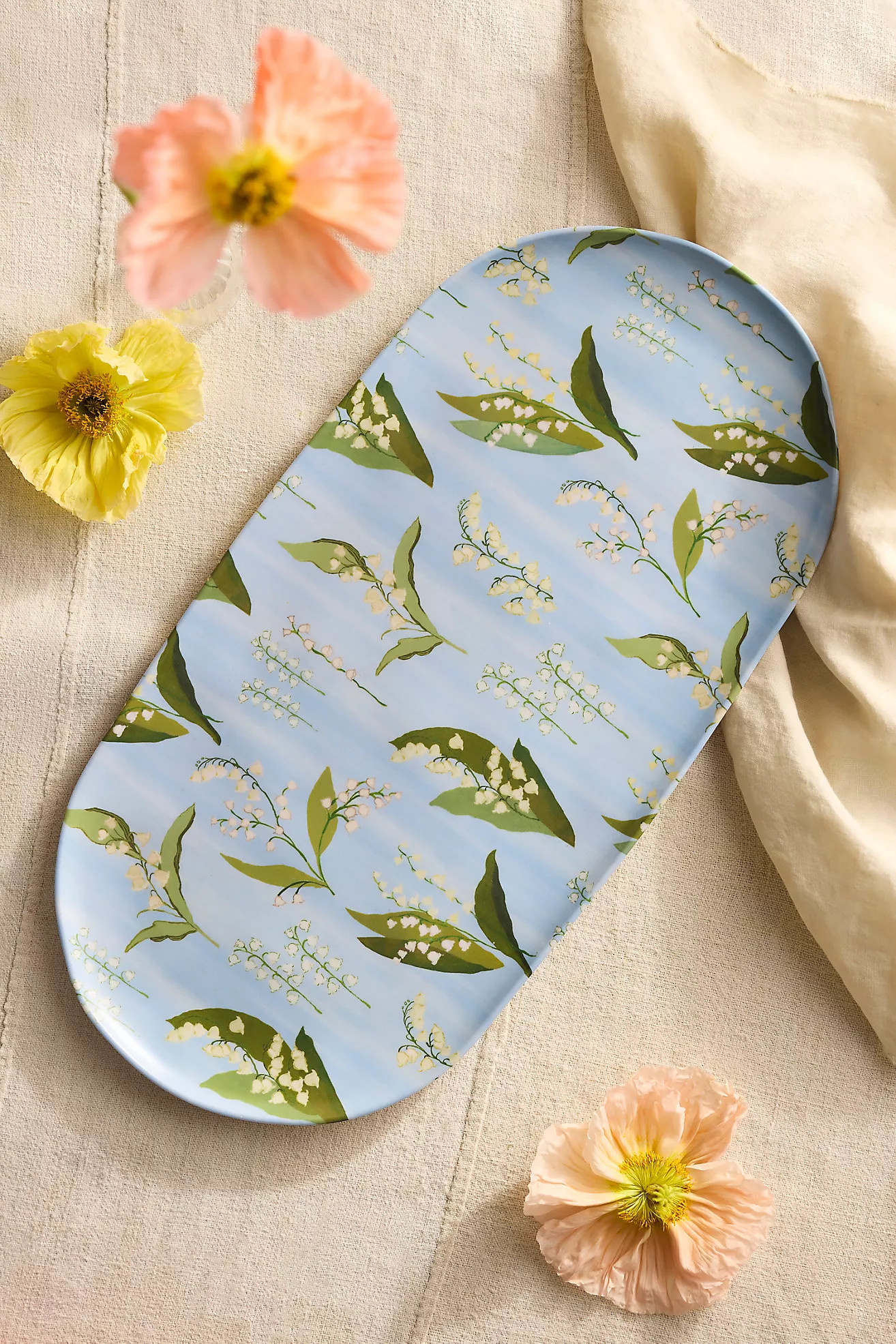 Floral Melamine Serving Platter, Lily of the Valley | Terrain