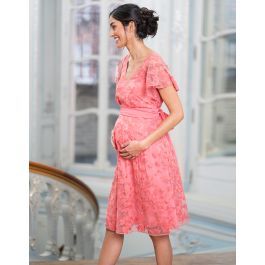 Coral Pink Floral Lace Maternity to Nursing Occasion Dress | Seraphine 