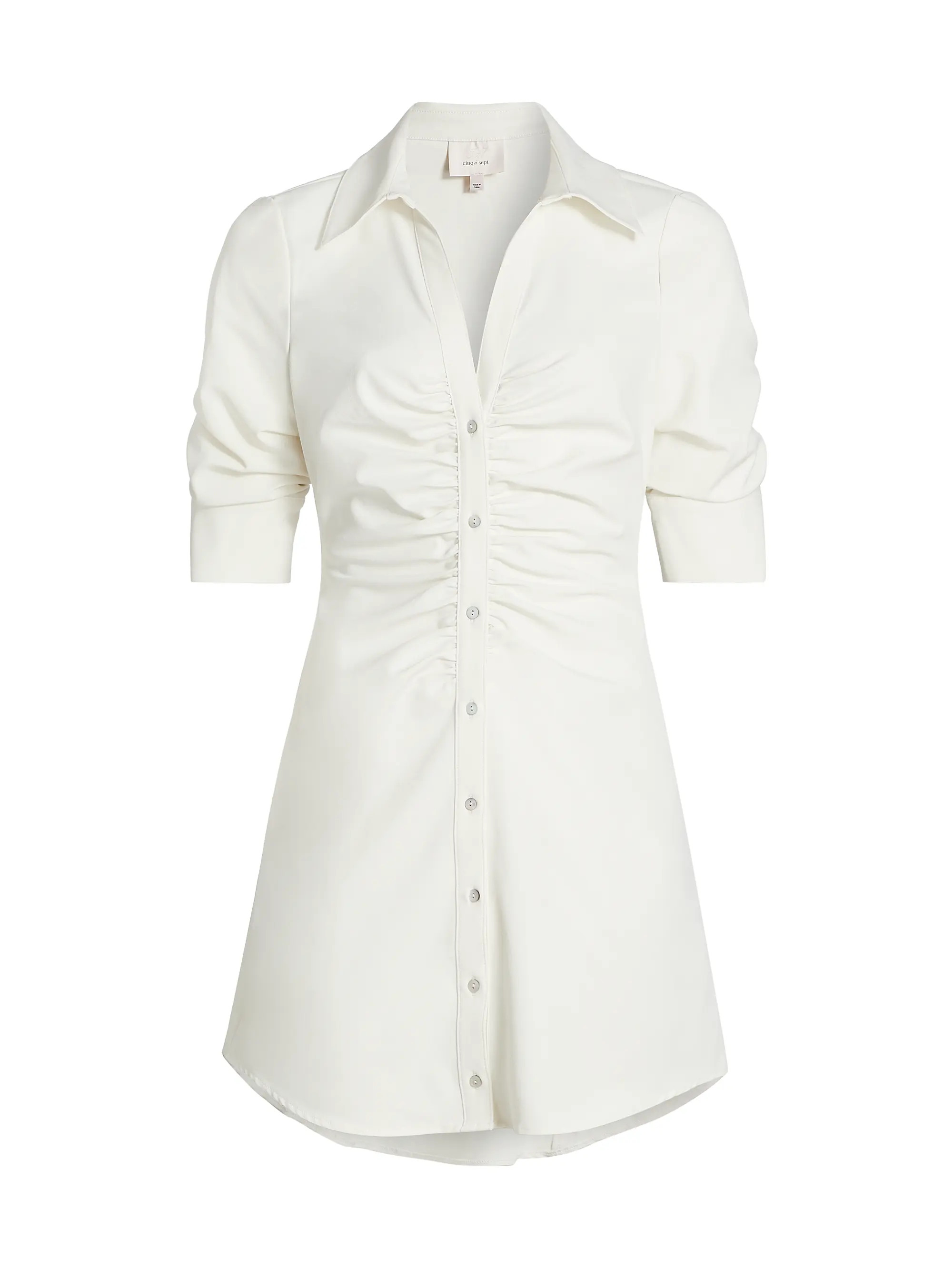Elina Gathered Mini-Shirtdress | Saks Fifth Avenue