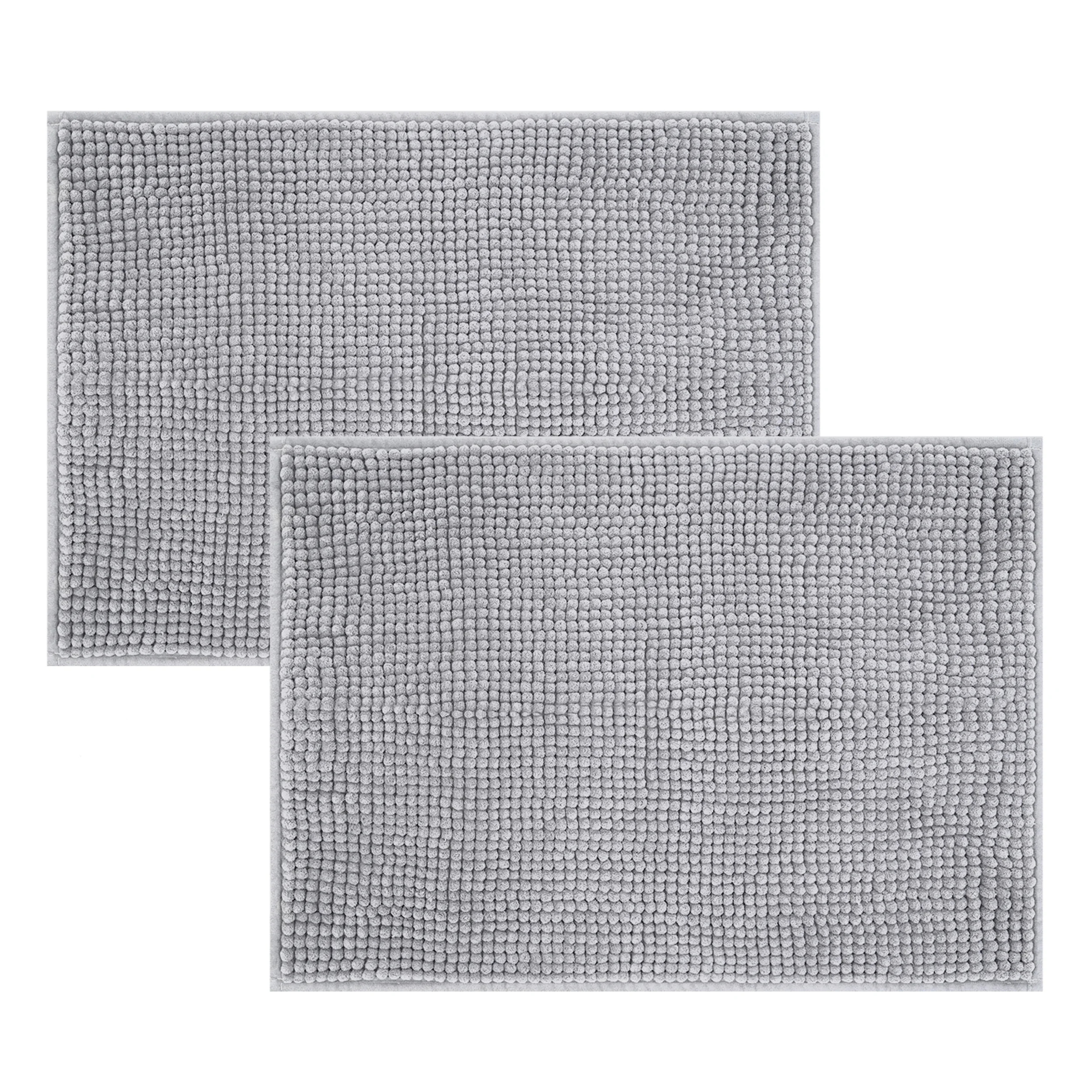 Mainstays Grey 2-Piece Chenille Noodle 17"x 24" Bath Rug Set | Walmart (US)
