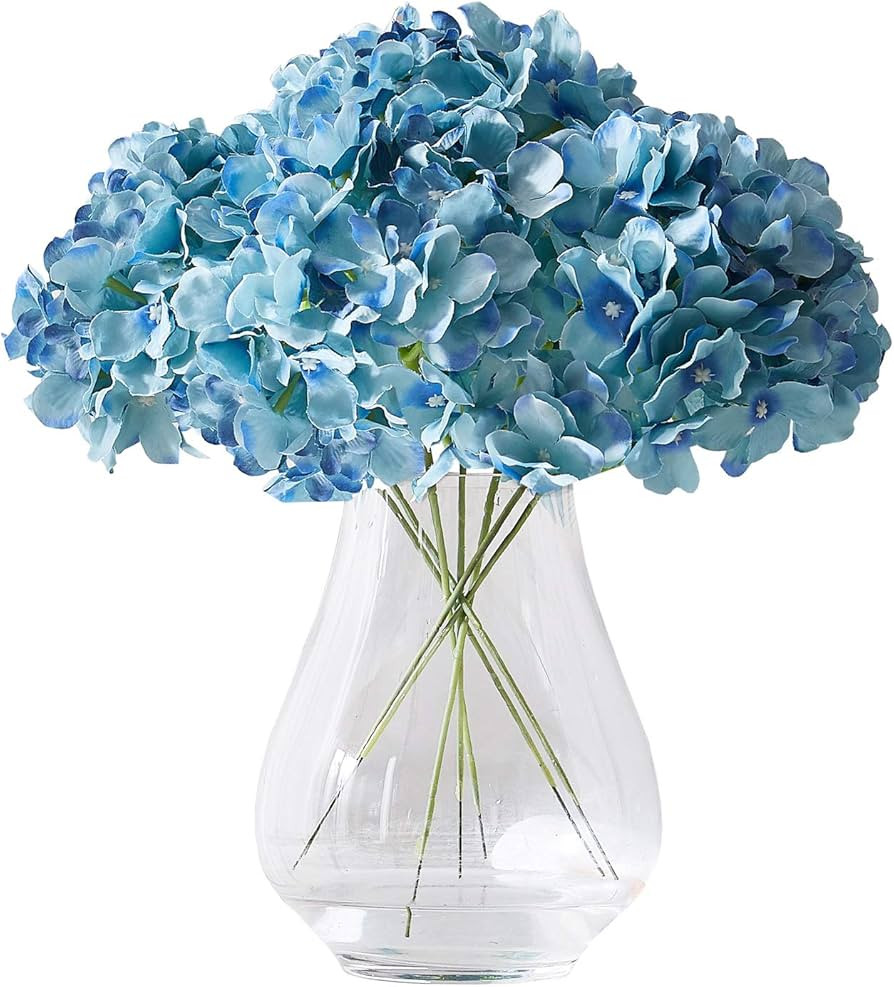 KISLOHUM Artificial Hydrangea Flowers Heads 10 Teal Hydrangea Silk Flowers Head for Wedding Cente... | Amazon (US)