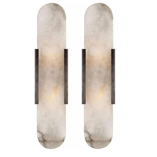 Natural Alabaster Wall Sconces Set Of 2, Marble Lamp, Light Fixtures Sconce Lighting, White Stone Mount Marble, Modern Indoor Long Linear Bedside For Bedroom Living Room Hallway Stairs Kitchen | Amazon (UK)