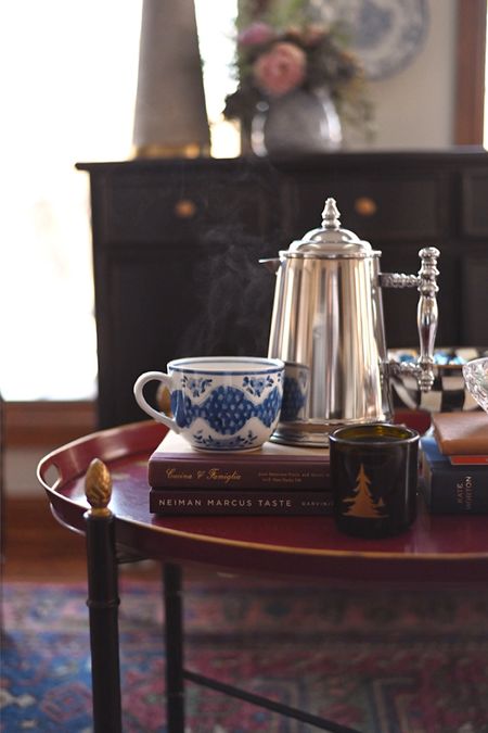 Drinking tea year-round in my collection of blue mugs. I also love to incorporate favorite cookbooks in every day decor!

#classichomestyle
#classicAmericandecor
#coffeetablestyle

#LTKFindsUnder50 #LTKHome #LTKGiftGuide