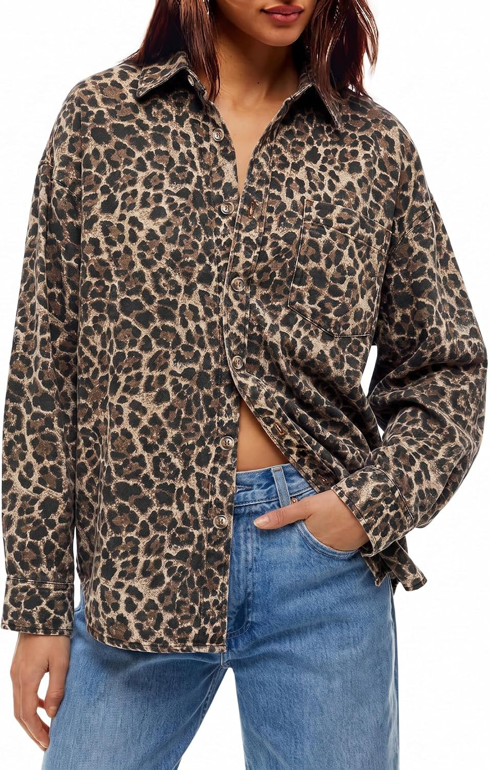 Cicy Bell Women Oversized Denim Shirt Jean Jacket Trendy Button Down Shirts | Amazon (US)