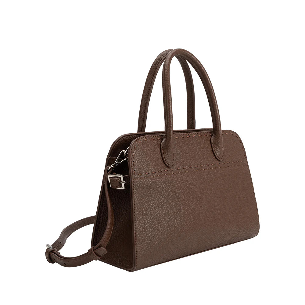 Espresso Marlo Recycled Vegan Leather Top Handle Bag | Melie Bianco | Melie Bianco