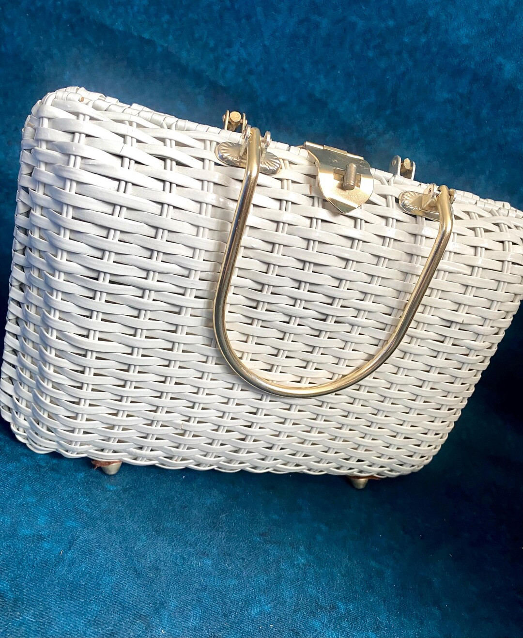 Vintage Guided Creations Hong Kong White Wicker Purse - Etsy | Etsy (US)