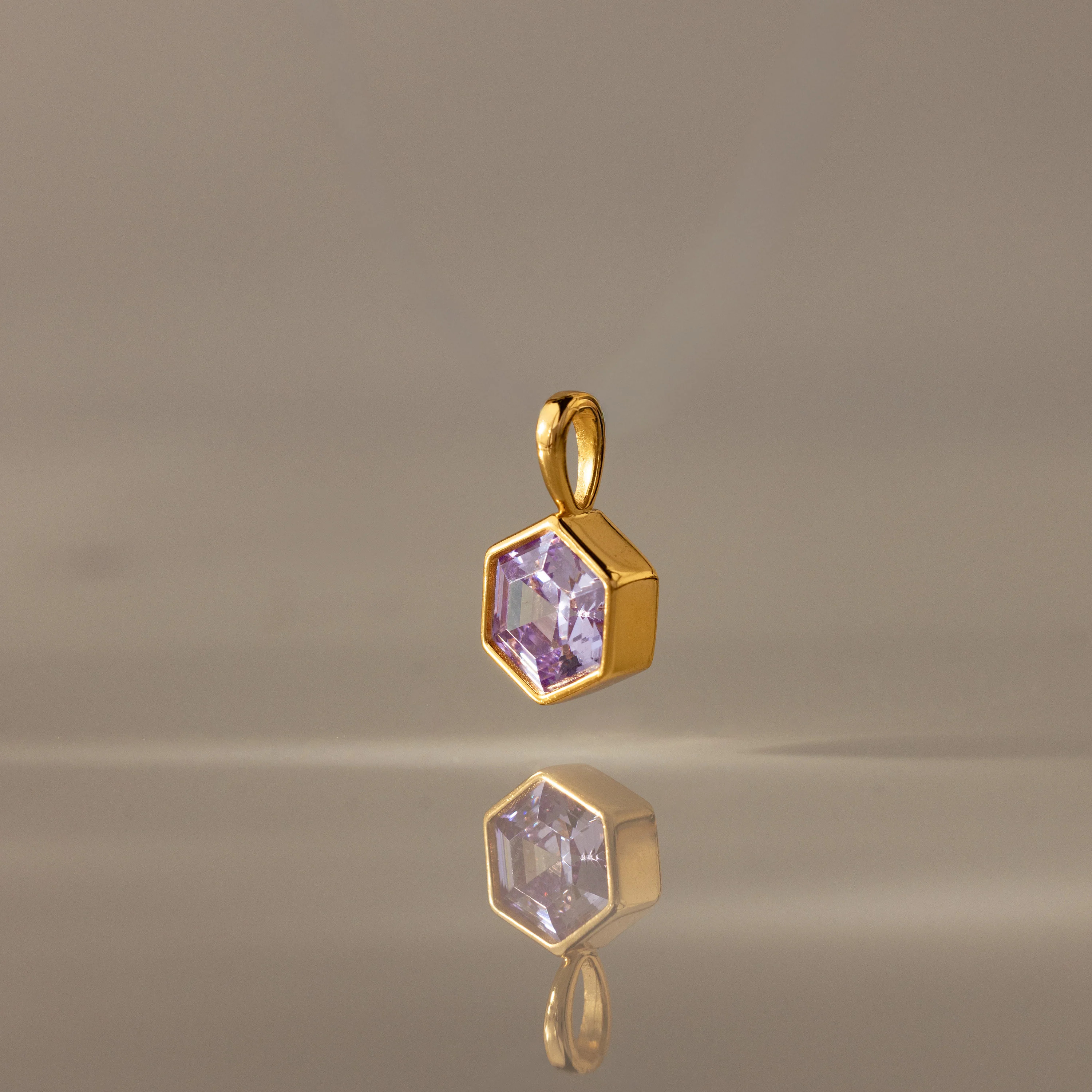 Hexagon Bezel Alexandrite Birthstone Pendant Charm | Caitlyn Minimalist | Caitlyn Minimalist