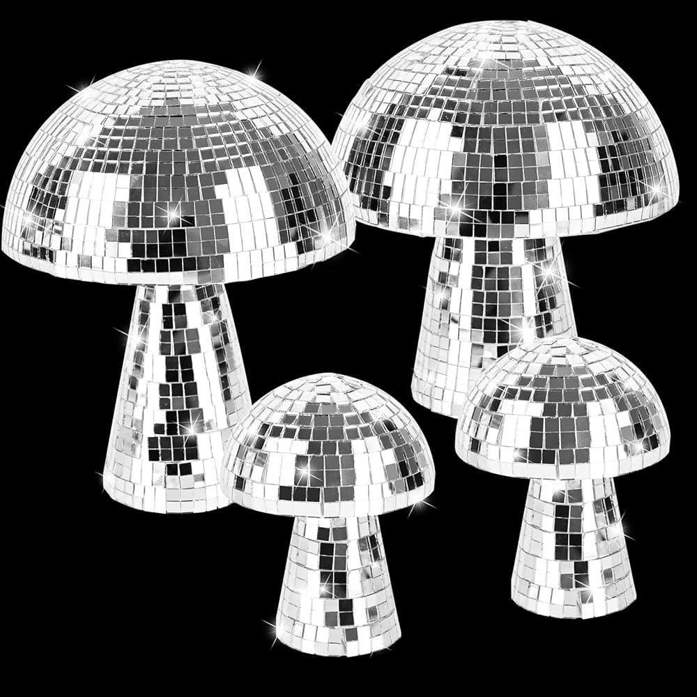 Mushroom Disco Ball Silver Mirror Disco Mushroom Glitter Disco Balls Mushroom Disco Party Decorat... | Amazon (US)