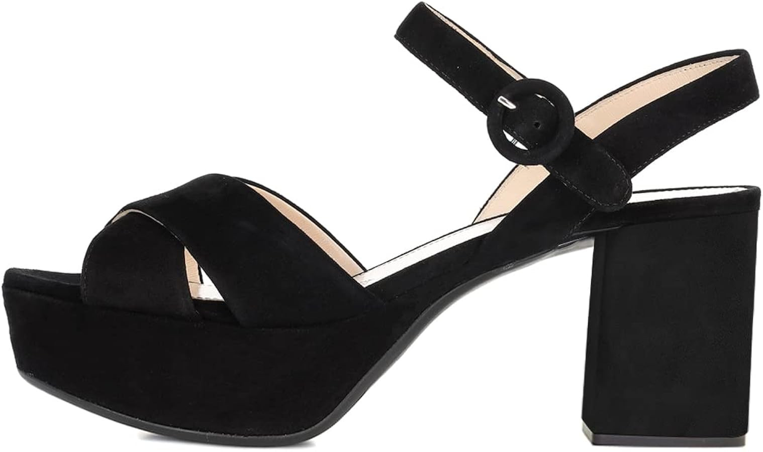 FSJ Women Peep Toe Chunky High Heels Platform Sandals Ankle Strap Velvet & Suede Summer Dress Wed... | Amazon (US)