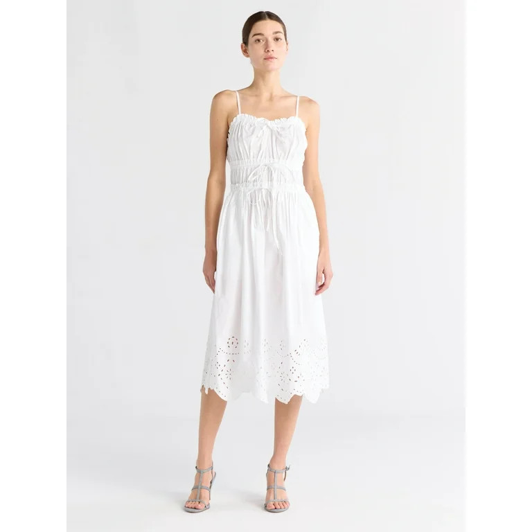 Free Assembly Women's Sleeveless Cotton Midi Dress with Bow Front, Sizes XS-XXL - Walmart.com | Walmart (US)