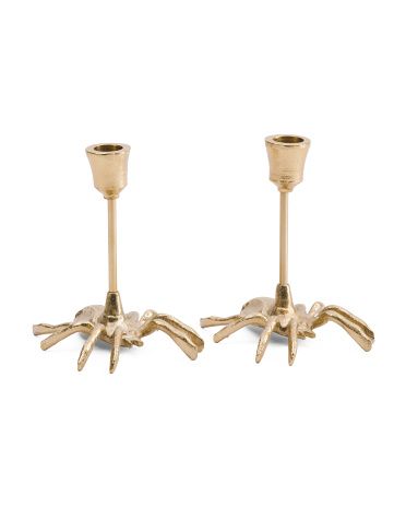 Set Of 2 Spider Taper Candle Holders | TJ Maxx