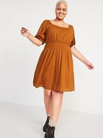 Puff-Sleeve Waist-Defined Smocked Mini Dress for Women | Old Navy (US)