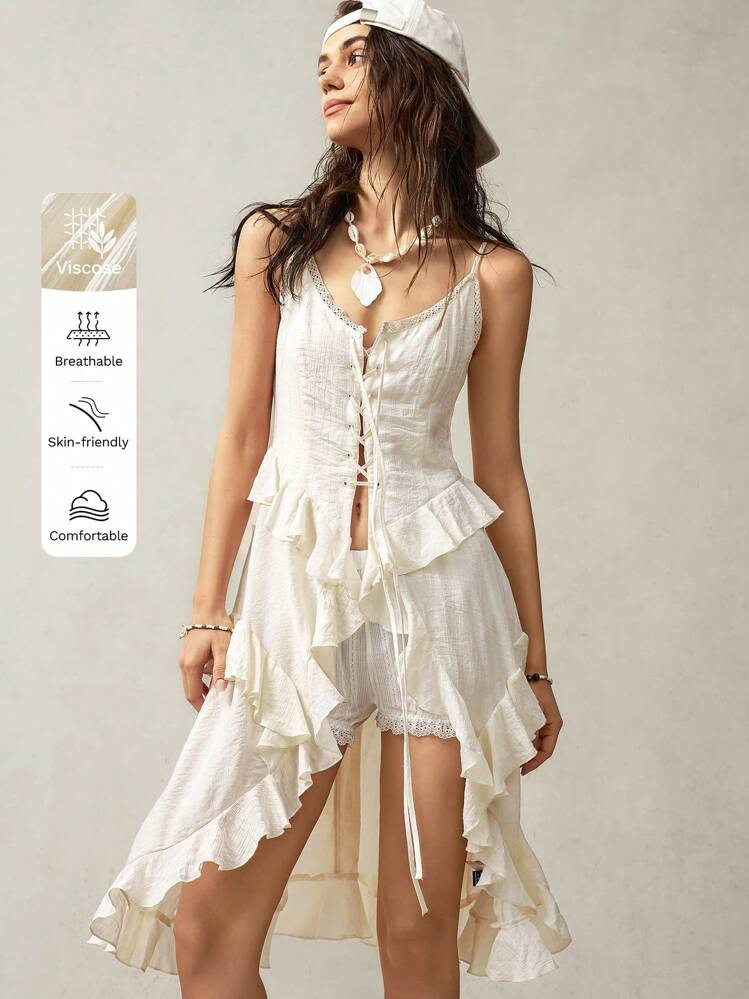 Bohemela Vacation Multi-Layered Ruffled Decoration Women's Strappy Dress | SHEIN