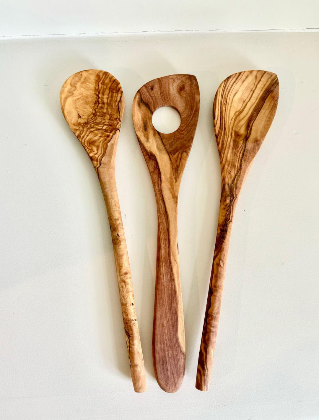 Set Olive Wood Spoon| Risotto Spoon, Cornered Spoon, Regular Spoon| Handmade Wooden Spoons| Rusti... | Etsy (US)