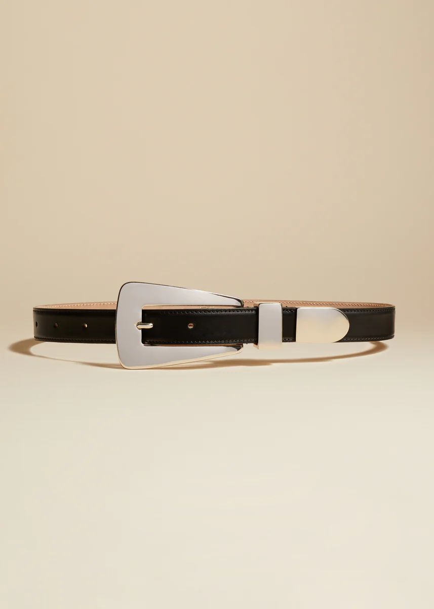 The Lucca Belt in Black Leather with Silver | Khaite