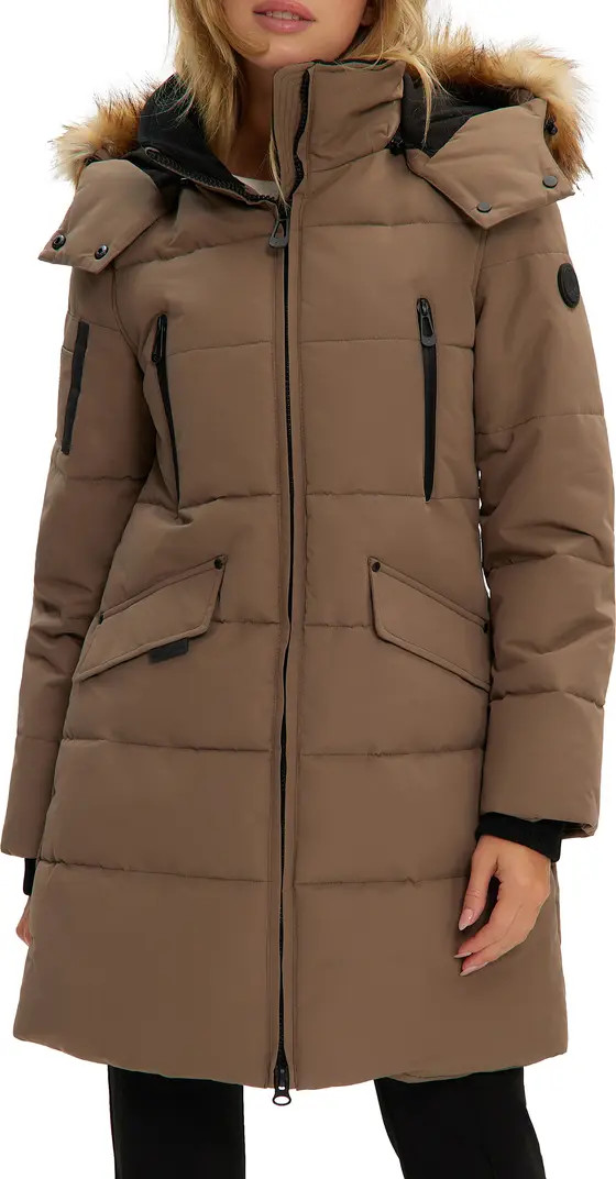 Addie Water Resistant Quilted Faux Fur Trim Hooded Parka | Nordstrom Rack