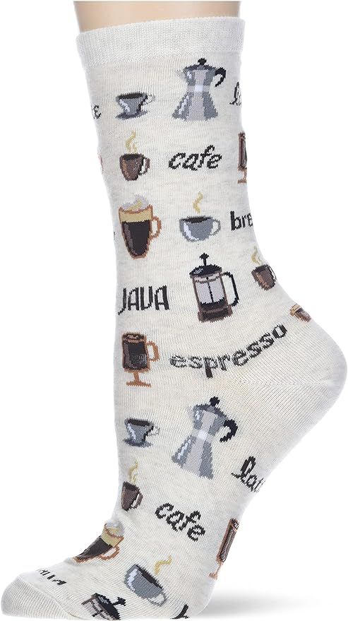 Hot Sox Women's Food and Drink Novelty Casual Crew Socks, Coffee (Natural Melange), Shoe Size: 4-... | Amazon (US)