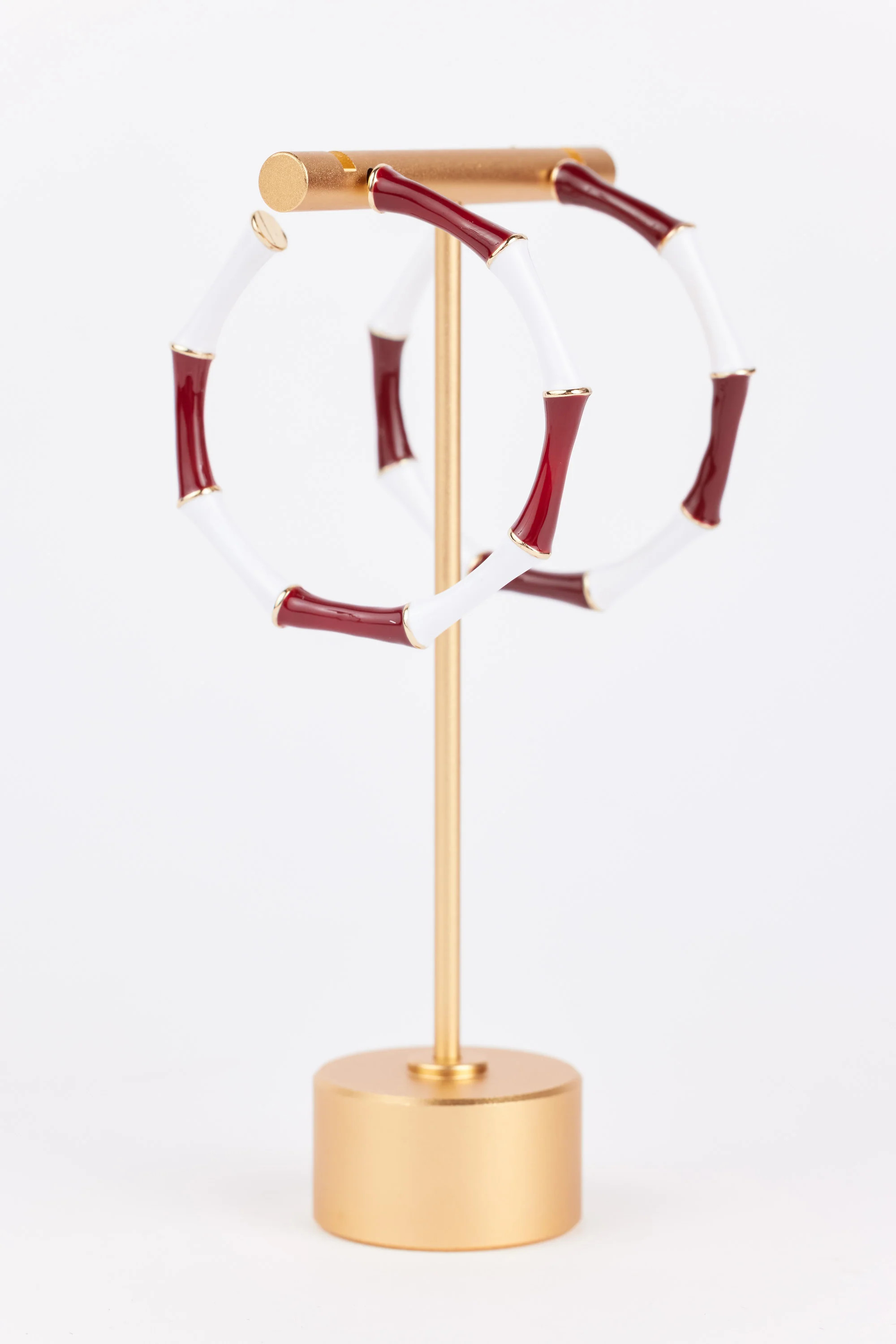 Francesca Hoop Earrings- Burgundy/White | Avara