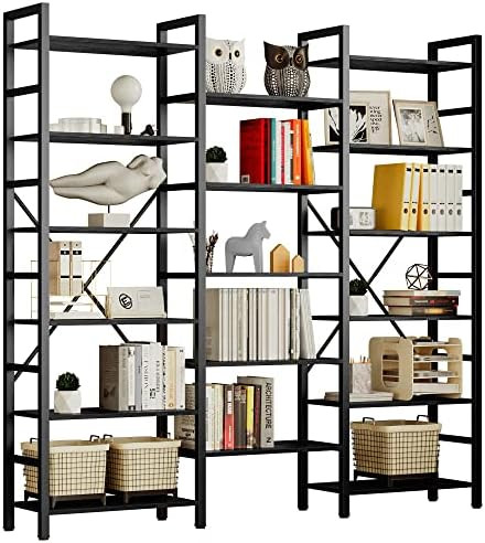 IRONCK Bookcases and Bookshelves Triple Wide 6 Tiers Industrial Bookshelf, Large Etagere Bookshelf O | Amazon (US)