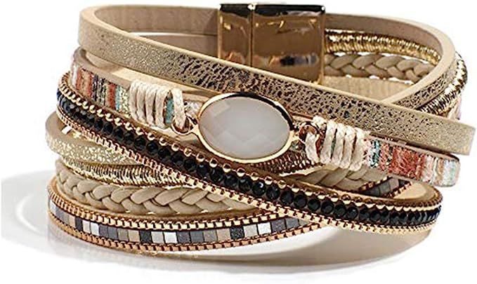 Vercret Leather Wrap Bracelet for Women - Multi-Layer Bracelets for Girl, Ideal Gift Bracelet for... | Amazon (US)