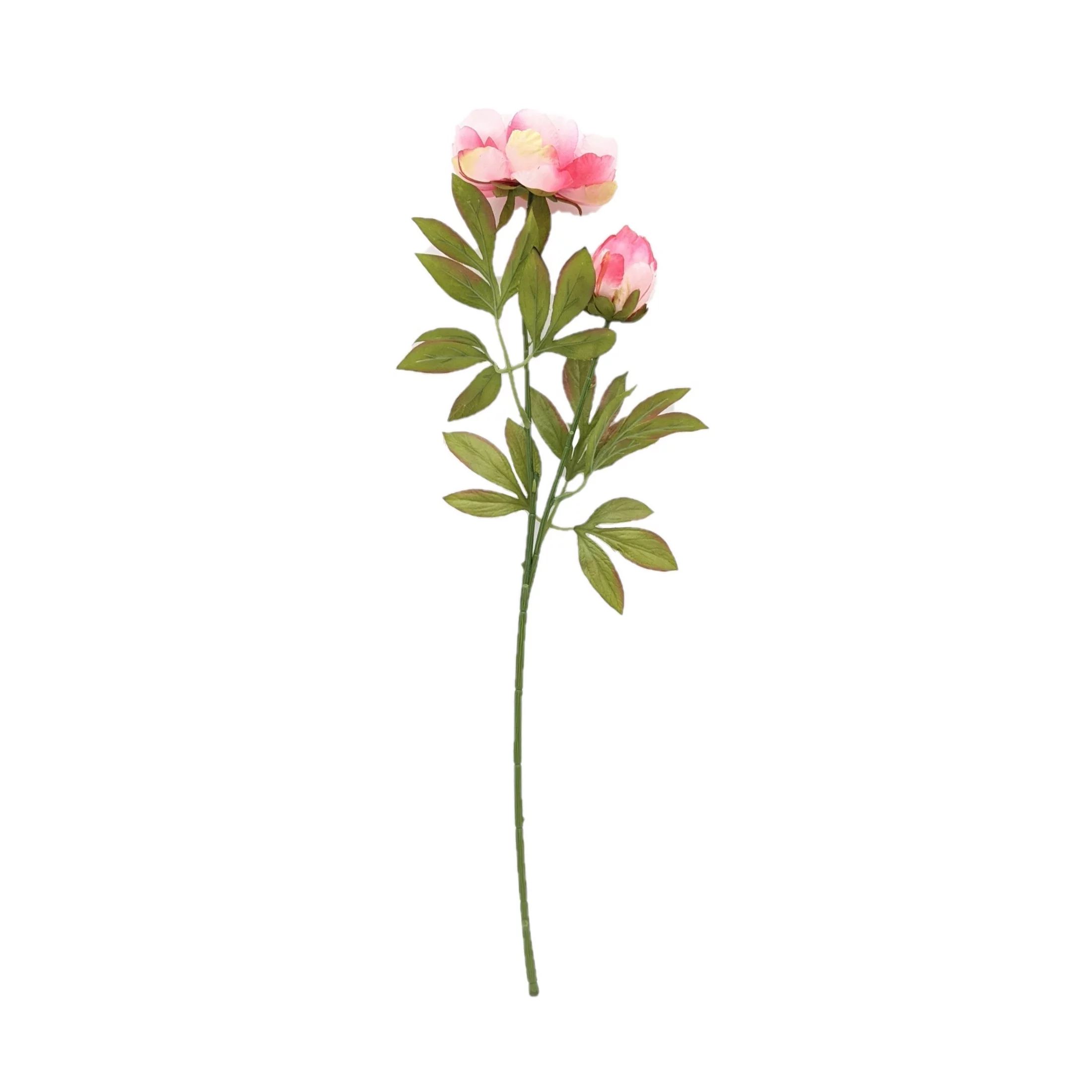 Mainstays 27" Tall Artificial Peony Flower Peony Stem with Pink Petals | Walmart (US)