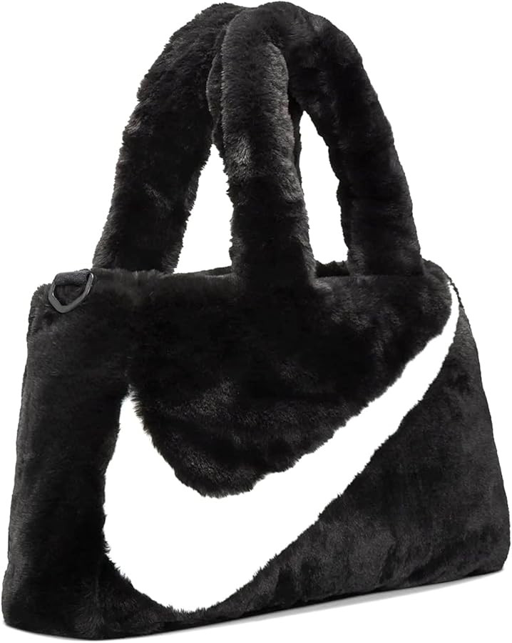 Nike Sportswear Faux Fur Tote Bag Purse (10L) (Black/Sail) | Amazon (US)