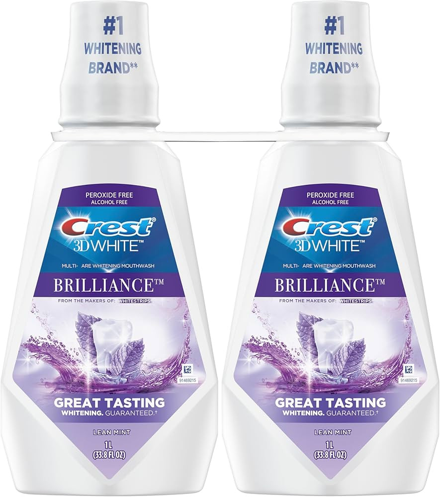 Crest Mouthwash/Mouth Rinse, 3D White Brilliance Whitening, Alcohol Free, Clean Mint, 2x1L (33.8 ... | Amazon (US)