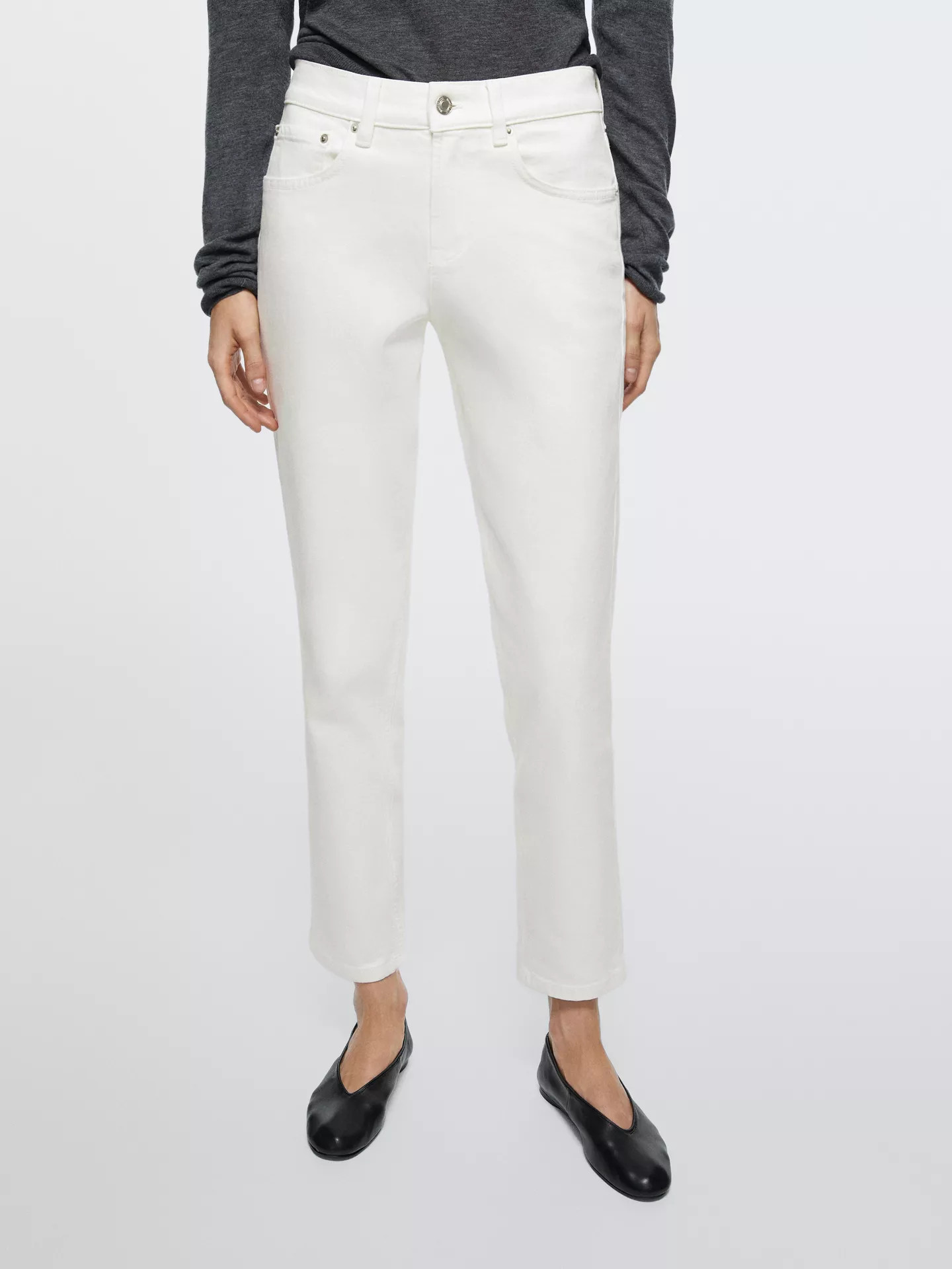 Mid-rise cropped slim fit jeans | Massimo Dutti UK
