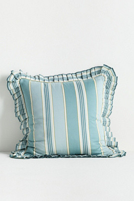 Juliette Cotton Yarn Dyed Striped Ruffle Pillow | Anthropologie (US)