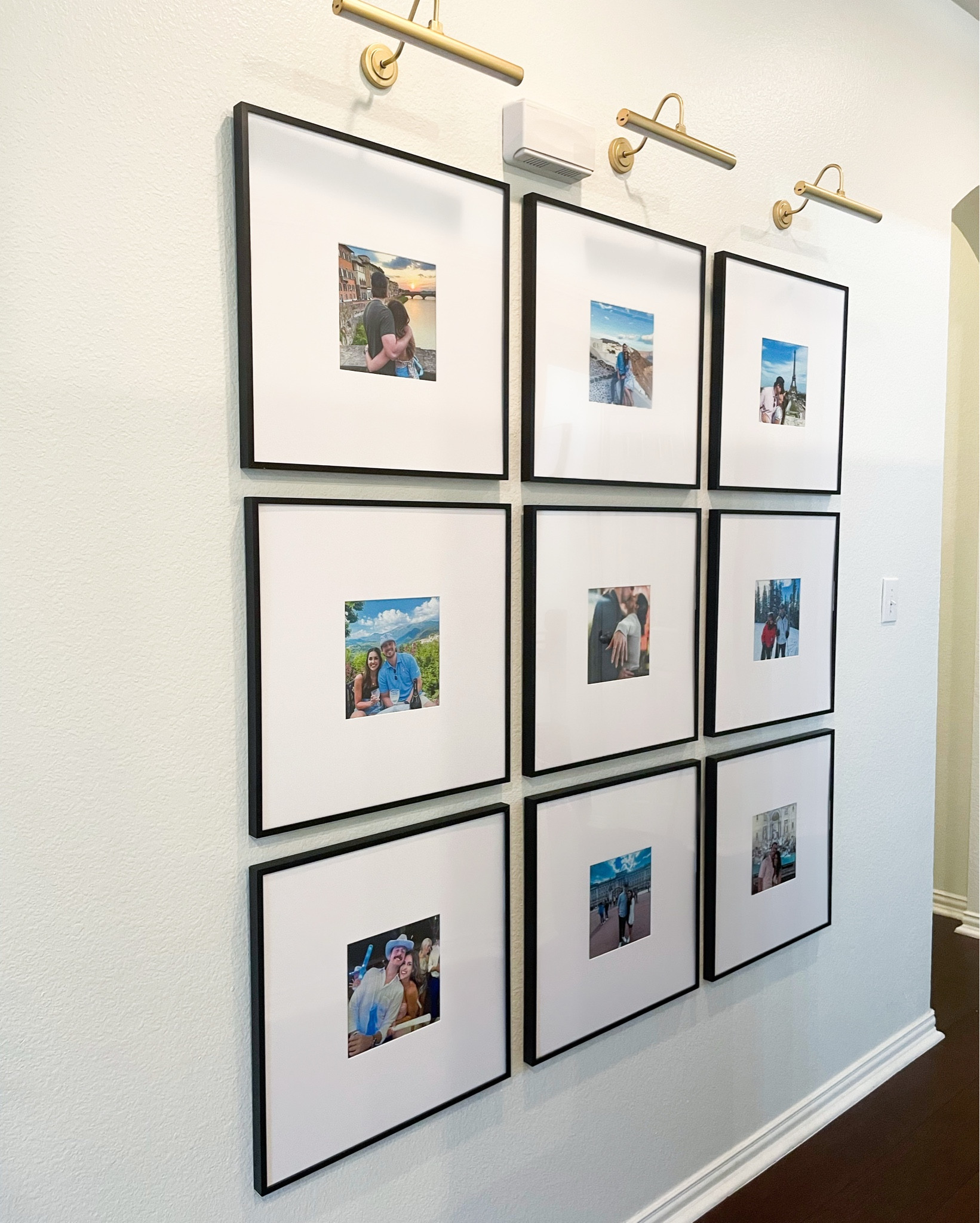 Frame It Easy completely transformed this wall! We used the Ashford Frames in Satin Black. 

Art Size = 8” x 8” 
Matting = 6” Smooth White (White Core)

The Gold Sconces from Amazon were the perfect finishing touch. Comes with Remote. 

#LTKHome