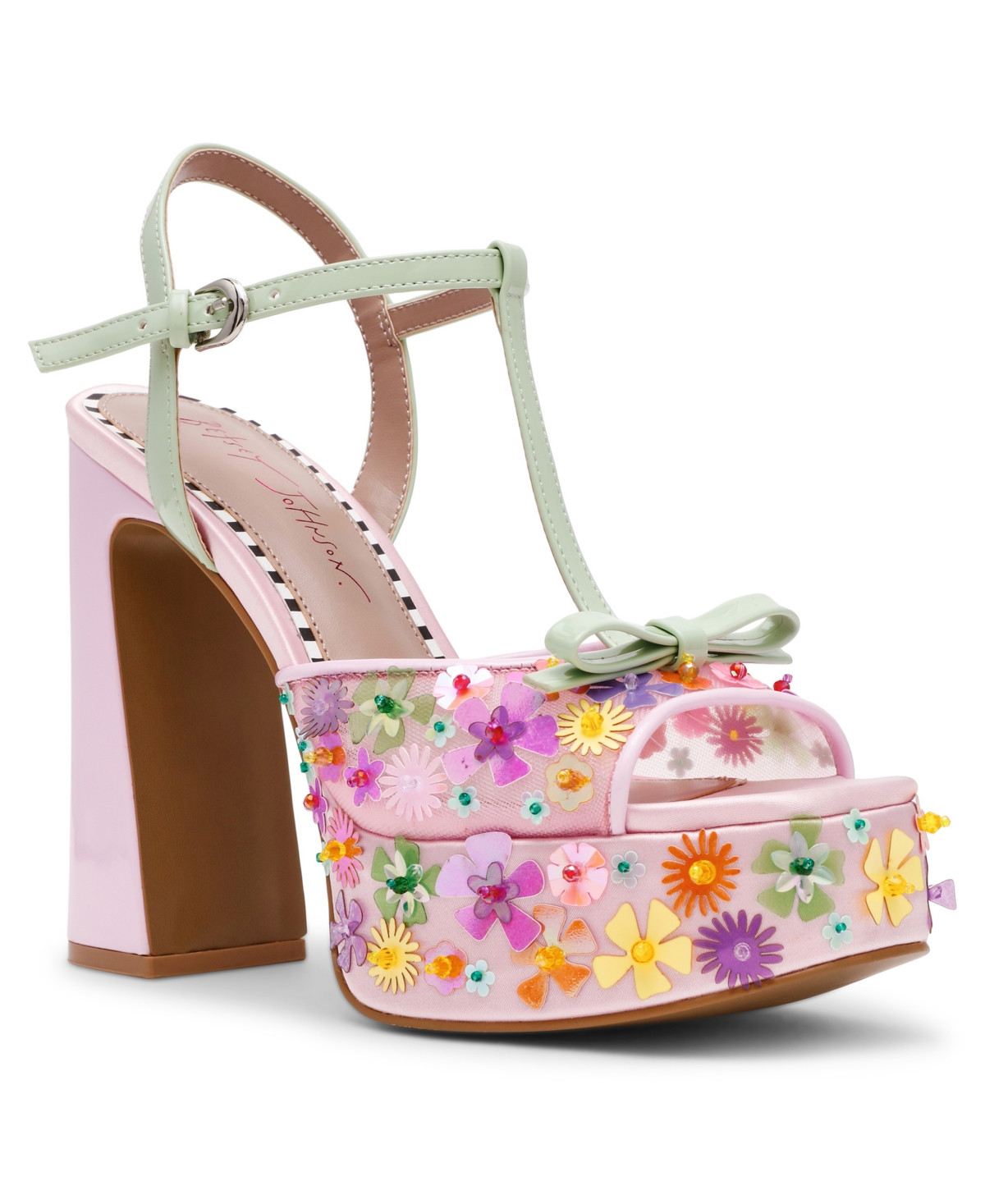 Betsey Johnson Women's Melodie Ditsy Floral Platform Dress Sandals - Pink Multi | Macy's