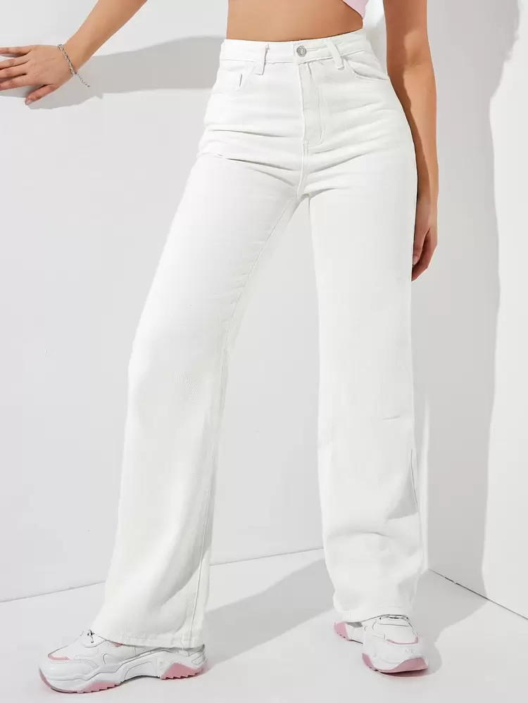 High Waist Solid Jeans | SHEIN