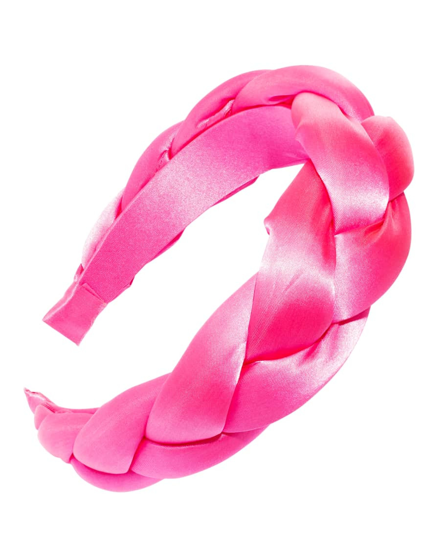 5th Ave Braided Satin Headband, Fuchsia | Neiman Marcus