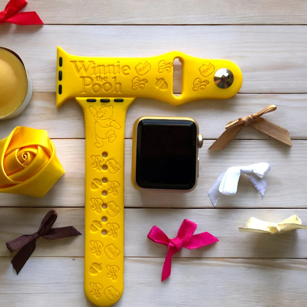 Winnie the Pooh Engraved Apple Watch Band, 24 Colors, 38mm 40mm 41mm 42mm 44mm 45mm 46mm 49mm, Pe... | Etsy (US)