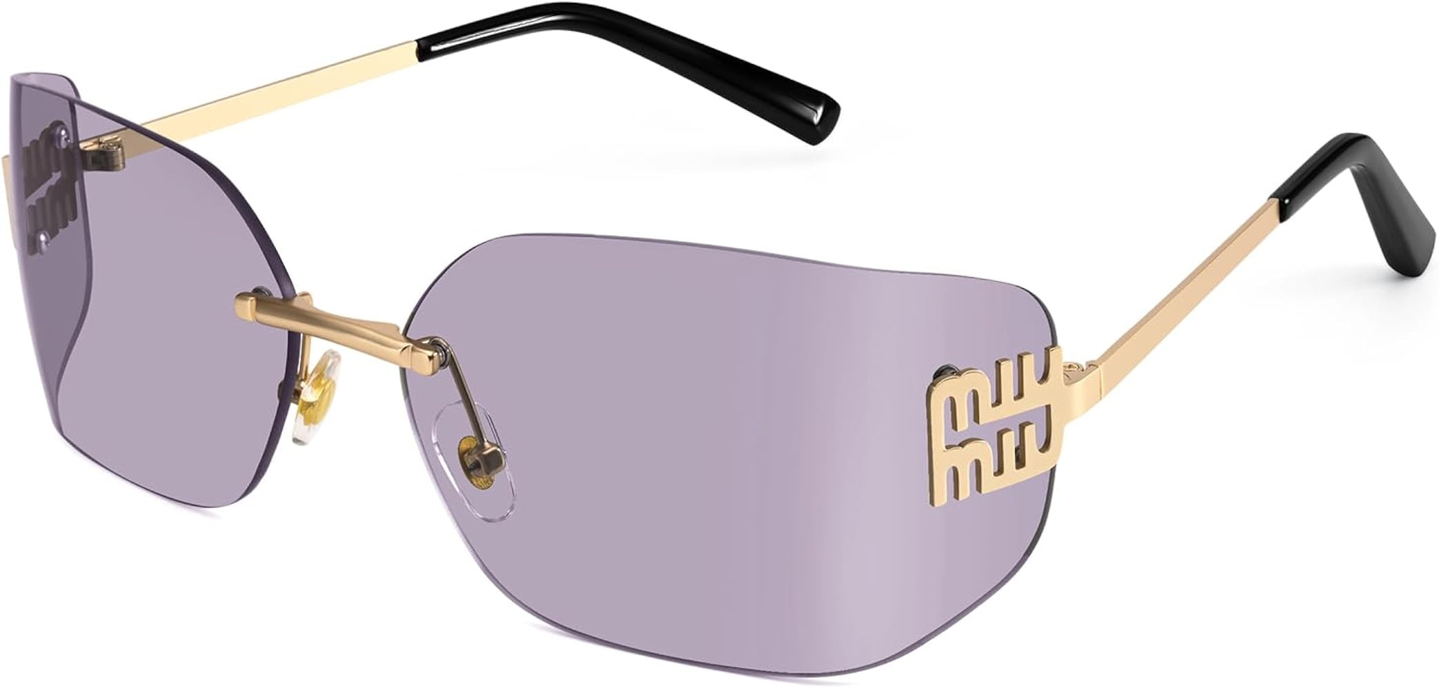 Dollger Rimless Y2K Sunglasses Women Retro Trendy Wrap Around Shield Frame Designer 90s Fashion G... | Amazon (US)
