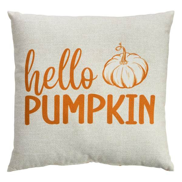 Hello Pumpkin Pillow, 16", Orange, Polyester, sold by At Home | At Home