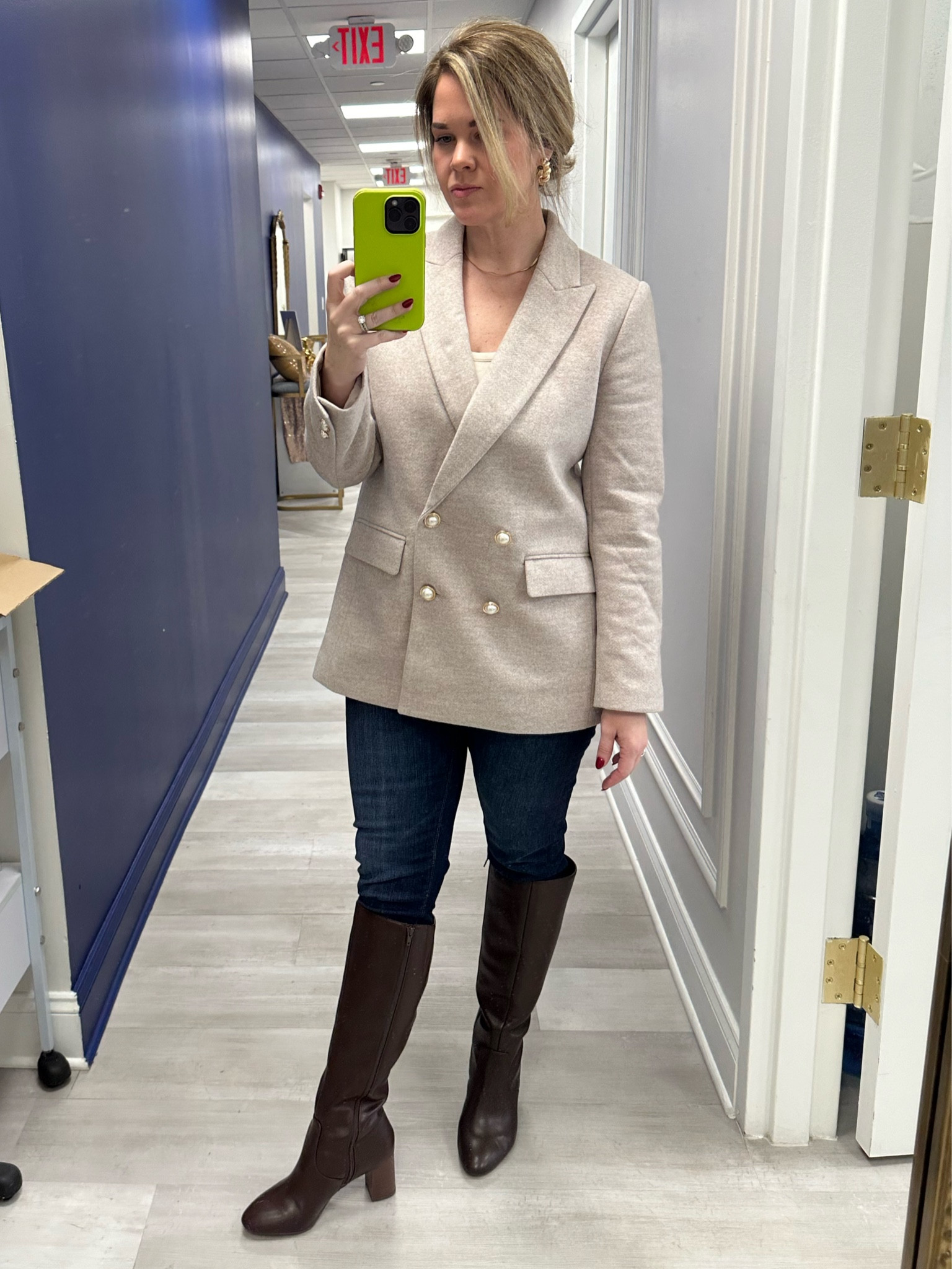Swooning over this blazer and the entire look. Cannot wait to change it out with black boots and leather pants as well!

Blazer- size up. Tight in shoulders. 
Jeans- size down due to stretch 
Boot- 1/2 size up for comfort. 

#LTKstyletip #LTKsalealert #LTKSeasonal