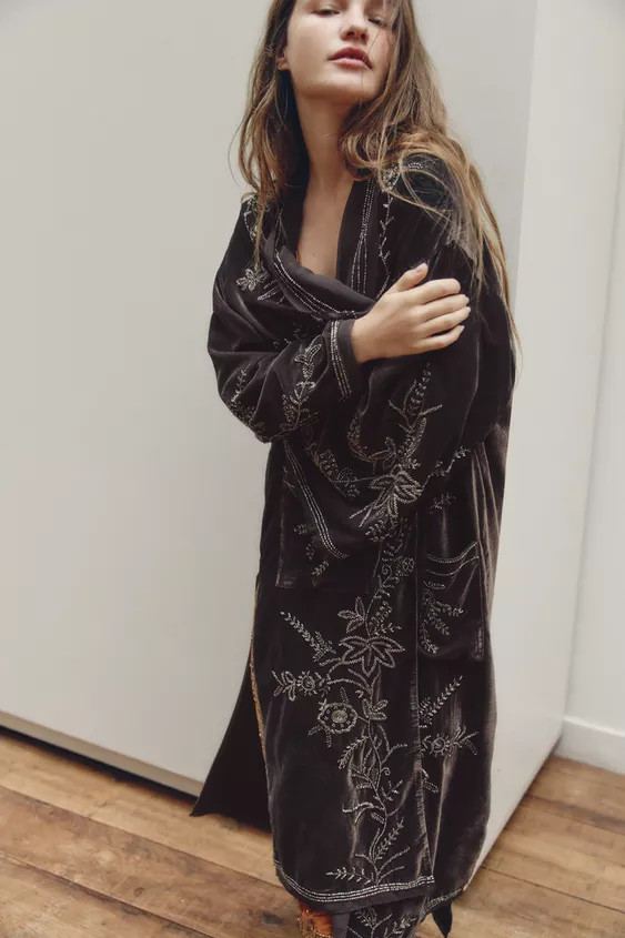 VELVET BEADED KIMONO - LIMITED EDITION | Zara AU