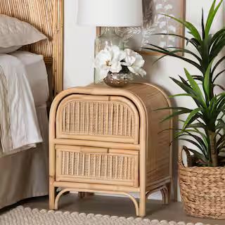 Adrika Natural Rattan 2-Drawer Nightstand | The Home Depot
