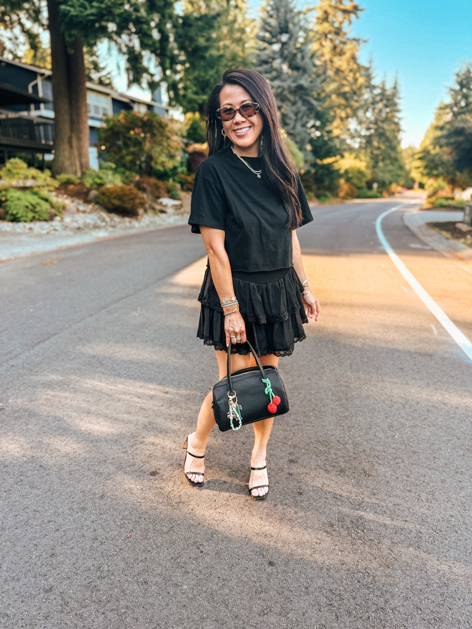 Cropped tee
Ruffle skirt
Summer outfit
Leather bag
Petite fashion 

#LTKShoeCrush #LTKOver40 #LTKPetite