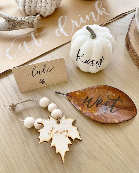 H O L I D A Y \ thanksgiving place card ideas - Kraft paper, leaves and pumpkin🍂

#LTKSeasonal #LTKhome