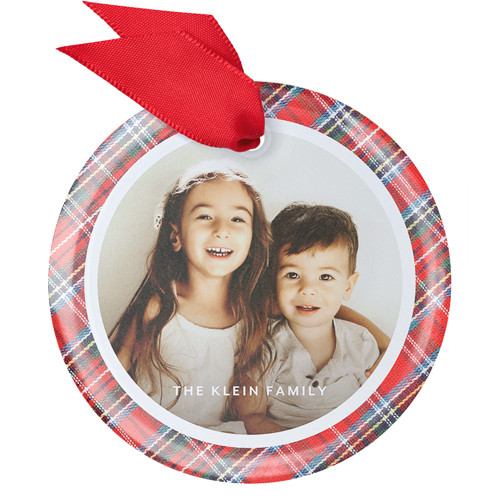 Merry Plaid Glass Ornament | Shutterfly