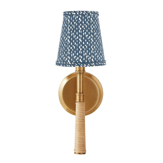 Desta 1 Light Rattan Sconce & Brass Handmade Wall Lighting Fixture | Ballard Designs, Inc.