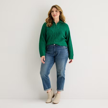 St. John's Bay Womens Plus Mid Rise Regular Fit Jean, 18w, Blue | JCPenney