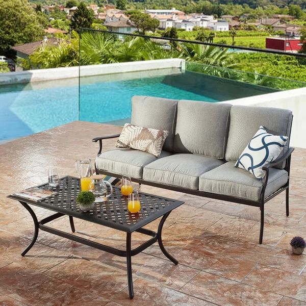 Vlachavas 68.5'' Wide Outdoor Patio Sofa with Cushions | Wayfair North America