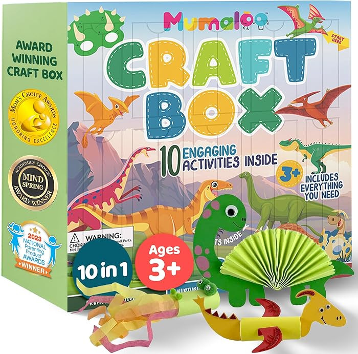Mumaloo Dinosaur Craft Box - 10 Creative Arts and Crafts for Kids Ages 4-8, Fun, No Mess, Educati... | Amazon (US)