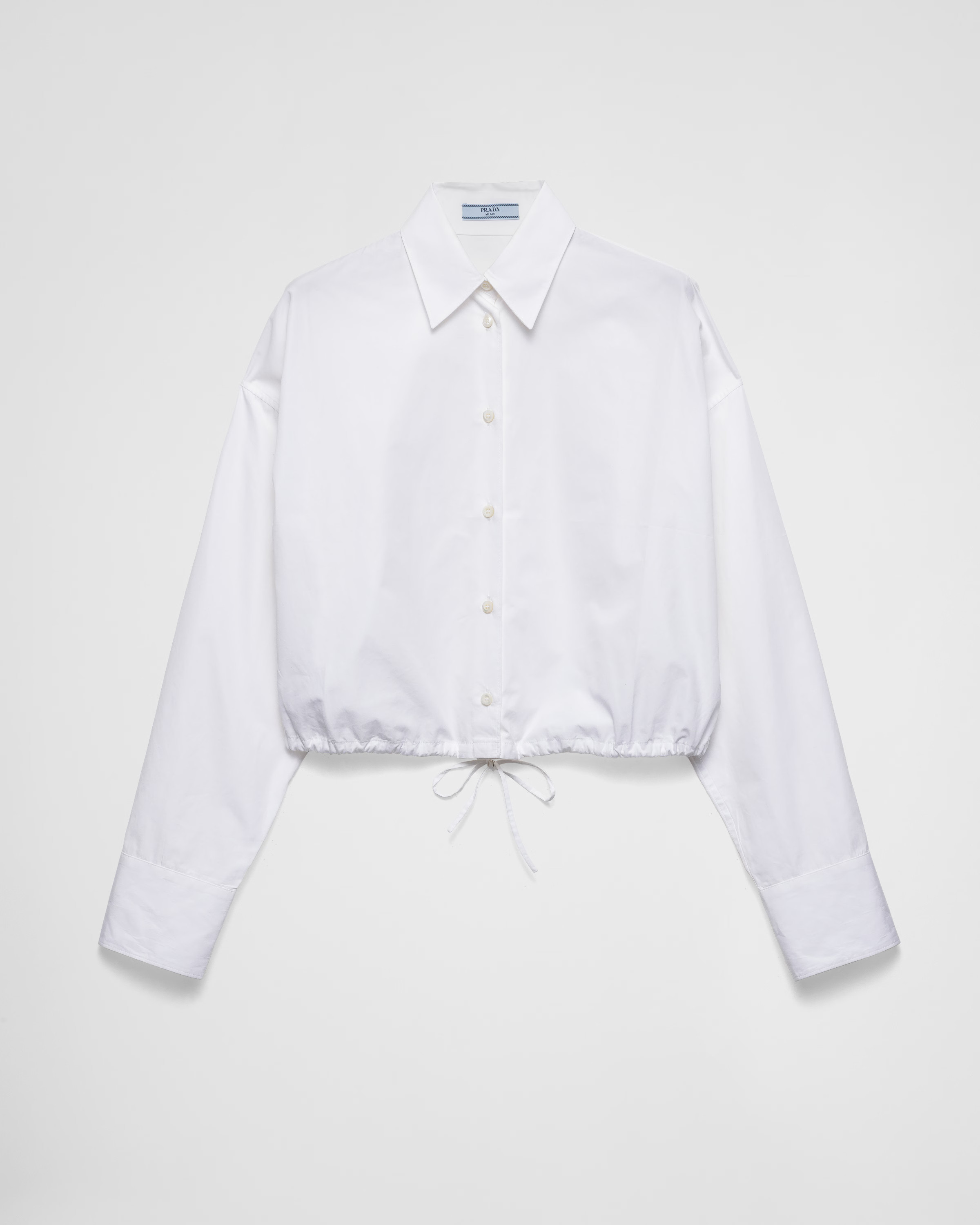 Drawstring poplin shirt | Prada US